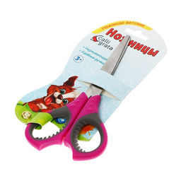 Ножницы канцелярские 14 см Calligrata, пластиковая ручка, резиновые вставки, микс  фото 3