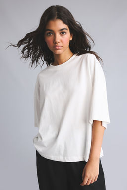 %100 Pamuk Loose Fit K_sa Kollu Ti__rt - Defacto фото 3