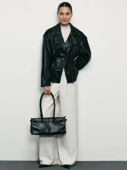 Куртка из искусственной кожи с ремнём / Zarina  фото 2