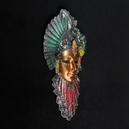 Венецианская маска «Рубин», панно, настенный декор, золото, 32 см, МИКС