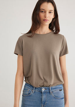 Lux Touch TENCEL TM Kahverengi Modal Tisort