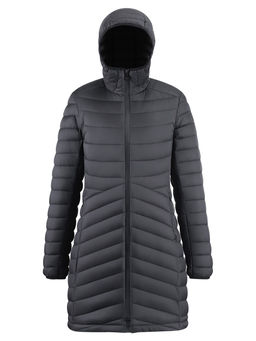 Куртка женская удлинённая стёганая с капюшоном и графеновой подкладкой черного цвета 9628_1Ch