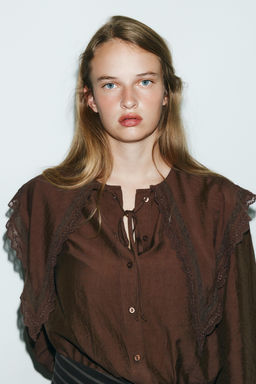 FLOWING SHIRT WITH PETER PAN COLLAR - Zara фото 4