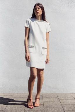 PLAIN KNIT MINI DRESS WITH RHINESTONES - Zara фото 4