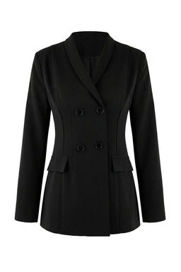 Siyah Sal Yaka Kapama Detayl? Fitted/Vucuda Oturan Astarl? Vatkal? Blazer Ceket TWOSS26BC00007