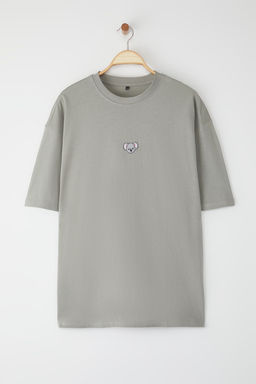 Gri Oversize/Genis Kesim Koala Nak?sl? %100 Pamuklu T-Shirt TMNSS23TS00243