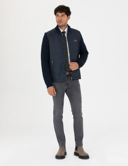 Lacivert Slim Fit Fermuarl_ Triko H_rka