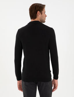 Siyah Slim Fit Bato Yaka Y_n Kar___ml_ Triko Kazak - Pierre cardin фото 5