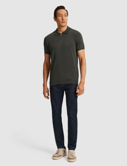 Haki Slim Fit Fermuarl_ Polo Yaka Triko T-shirt