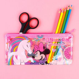 Пенал мягкий, 1 отделение, 95×205 мм, ПВХ, «Минни Маус и единорог»