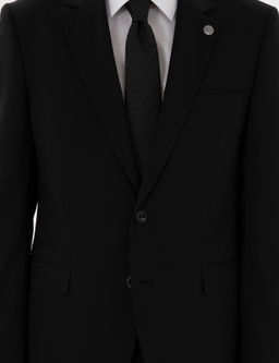 Siyah Slim Fit Y_n Tak_m Elbise