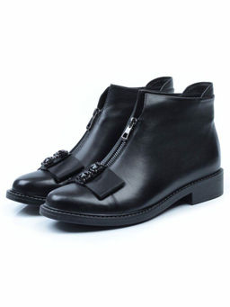 01-CA104-1 BLACK Ботинки демисезонные (натуральная кожа, байка)
