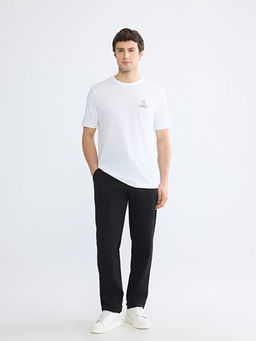 Bisiklet Yaka Bask?l? Penye Erkek Ti??rt