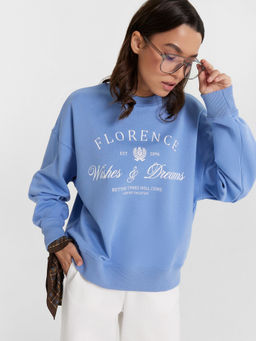 Свитшот женский синий с надписью Florence св.синий +печать 122813/1