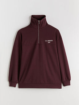 Dik Yaka Nak??l? Oversize Kad?n Sweatshirt Tunik