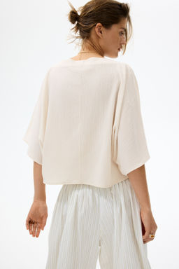 Top efecto arrugado con escote barco - H&m фото 6
