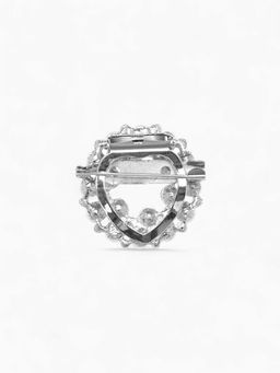 Зажим для платка Жемчужинка, белый в серебре