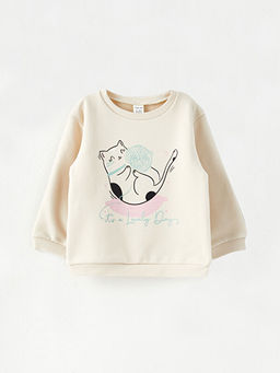 Bisiklet Yaka Uzun Kollu Bask?l? K?z Bebek Sweatshirt 2li - Waikiki фото 3