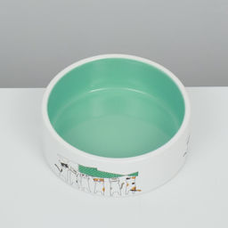 Миска керамическая Любовь и коты 300 мл 12,5 x 4,5 cм, мятная - Пижон фото 3