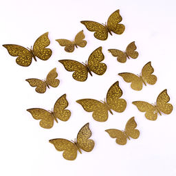 Набор для украшения Бабочки с узорами, набор 12 шт, цвет золото - Страна карнавалия фото 2