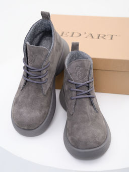 Ботинки 308.927gr.Серый замок замша+серый/мех