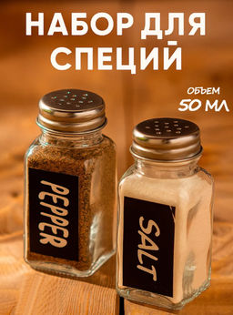 Набор для специй Доляна «Стиль», 2 предмета: солонка 50 мл, перечница 50 мл, h=7 см, стекло