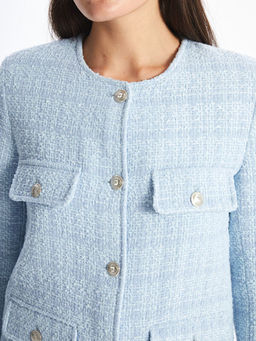 Bisiklet Yaka Desenli Uzun Kollu Kad?n T?vit Ceket