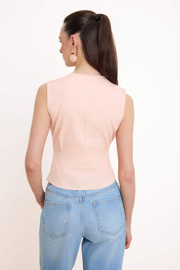 Somon Baglama Detayl? V Yaka Poplin Dokuma Bluz TWOSS26BZ00350 - Trendyolmilla фото 4