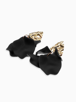 Серьги ассорти «Ветер» мятые треугольники, цвет чёрно-золотой