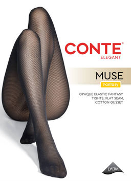 Колготки фантазийные CONTE Колготки с ажурным геометрическим узором MUSE nero - Conte elegant фото 9