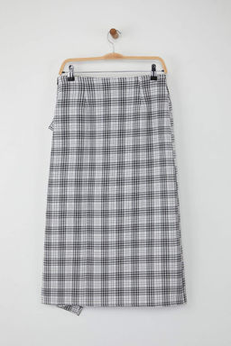 Siyah Ekoseli Midi Kemer Detayl? Etek TWOAW26ET00071 - Trendyolmilla фото 6