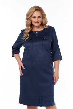 Платье офисное из спандекса темно-синее - Almond фото 3