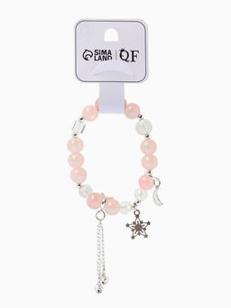 Браслет с подвесками "Сахарный" ночное небо, шар № 10/8, цвет розово-белый в серебре