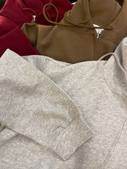 K12316 Толстовка на молнии с капюшоном OVER SIZE (плотный хлопок) СВ_СЕРЫЙ