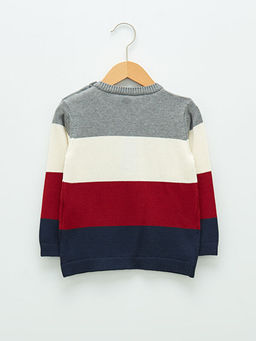 Bisiklet Yaka Uzun Kollu Renk Bloklu Erkek Bebek Triko Kazak - Waikiki фото 2