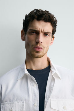 CAMISA ALGOD?N - LYOCELL BOLSILLOS / Blanco - Zara фото 6