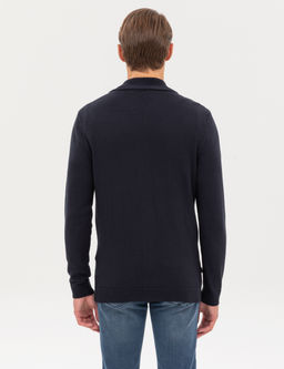 Lacivert Slim Fit Fermuarl_ Triko H_rka