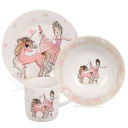 Набор посуды кер., 3 шт, Балерина, тарелка 17,5 см, салат.15 см, круж 230 мл, Daniks, C835 (453799)  фото 2