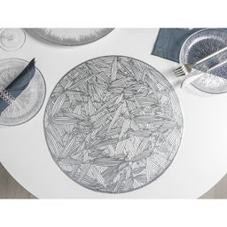 Набор салфеток сервировочных на стол Доляна Листья, d=38 см, 4 шт, цвет серебряный