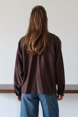 Kahverengi Cizgili Oversize Dokuma Gomlek TWOAW26GO00138 - Trendyolmilla фото 11