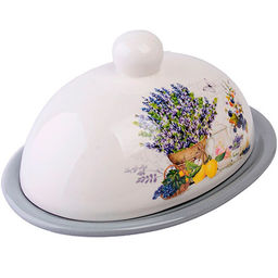 60192 Масленка с крышкой 17,8х13,3х9,8см 2 пр Утренняя свежесть доломит LR (х24) "MAYER & BOCH"