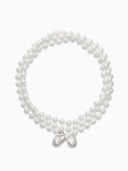 Бусы "Нить жемчуга" №8 с подвесами, L=120см, цвет белый в серебре