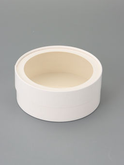 Коробка подарочная круглая с окном, завальцованная, белая, 15×6 см