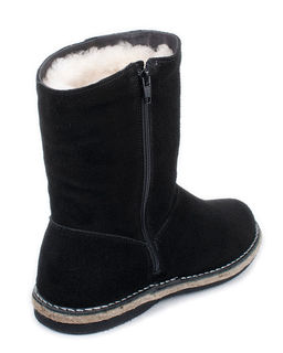 Полусапоги женские на войлочной подошве., Черные. Замша. Молния. Подклад овчина.