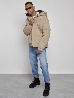 Куртка молодежная мужская зимняя с капюшоном бежевого цвета 8356B - Wonderrman фото 16