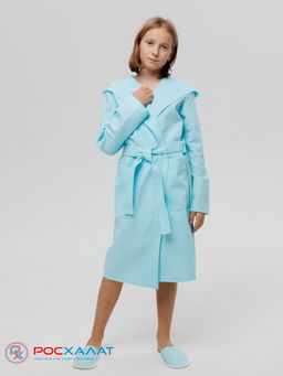 Подростковый вафельный халат с капюшоном мятный В-18 (19)