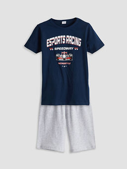 Bisiklet Yaka Erkek ?ocuk ?ortlu Pijama Tak?m?