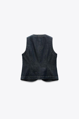 FITTED DENIM WAISTCOAT Z1975 - Zara фото 8