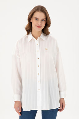 Женская белая рубашка с длинным рукавом Дополнительная скидка 11% в корзине