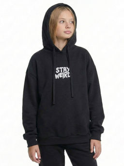 Толстовка худи с принтом 22-5264 черный - Mini maxi фото 5